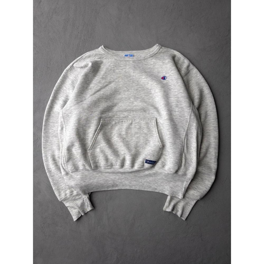 Vintage 90s Champion Heather Grey Crewneck Sweatshirt Pocket XL Gusset